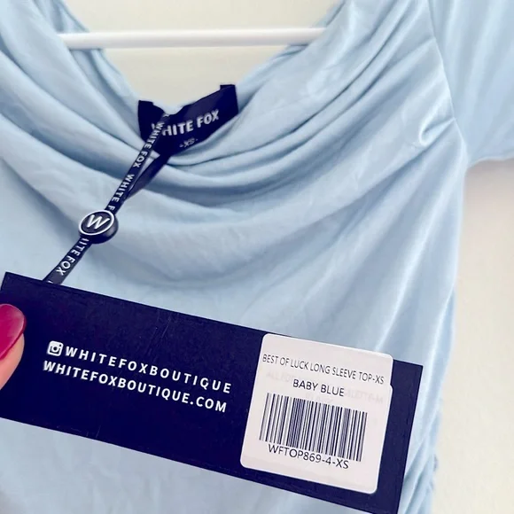 WHITE FOX BOUTIQUE BEST OF LUCK LONG SLEEVE TOP 
BABY BLUE - Picture 3 of 3